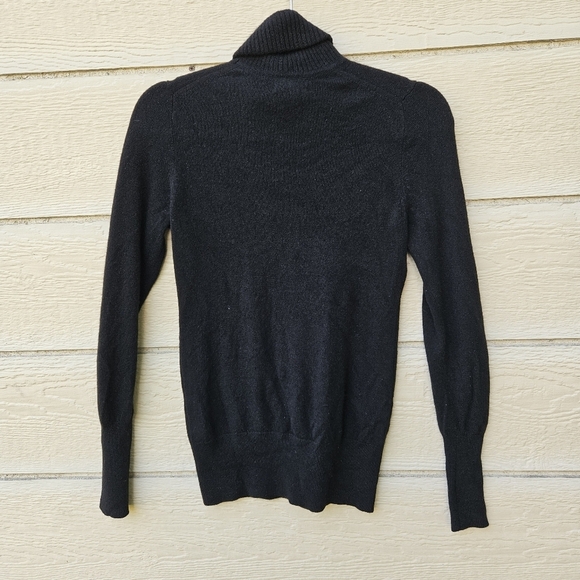 J. Crew Collection black italian cashmere turtleneck sweater size small flawed - Picture 2 of 8
